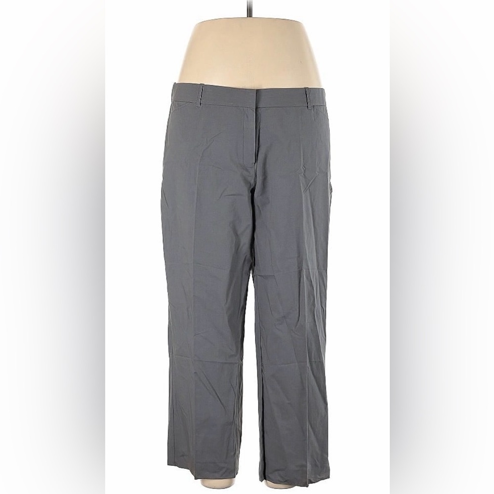 Lafayette 148 New York Womens Grey Cotton Blend Straight Leg Dress Pants Size 16